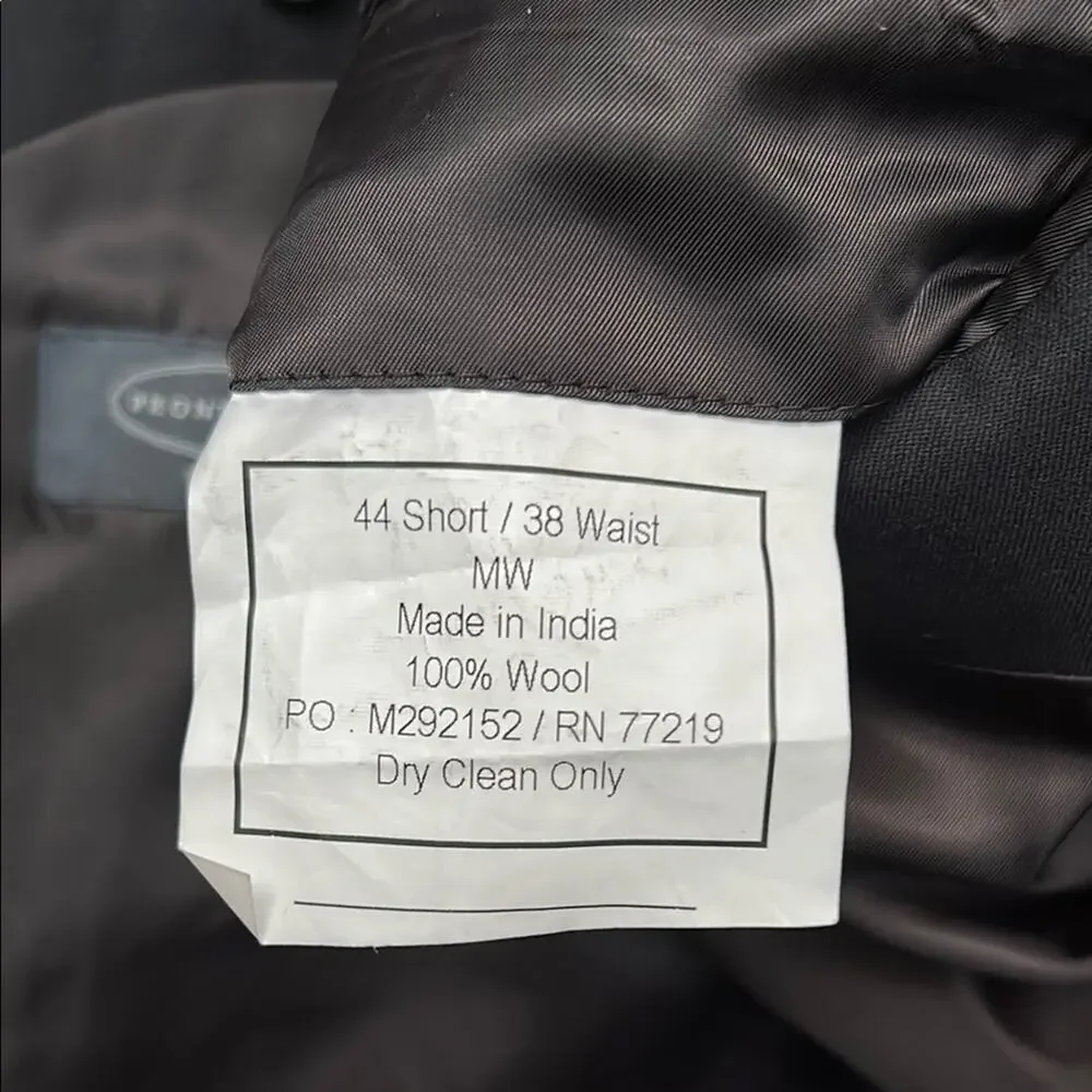 Pronto Uomo Black 100% Wool Blazer, Classic Style, Size 44 Short/38 Waist